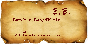 Berán Benjámin névjegykártya