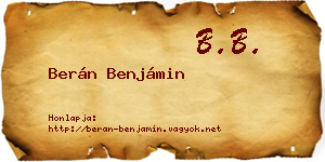 Berán Benjámin névjegykártya